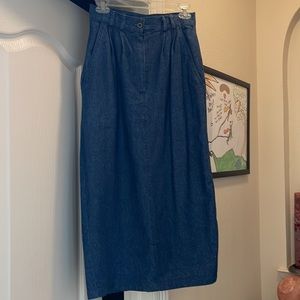 Valentine Sale! Maxi skirt in denim, fitted with back slit - great look!